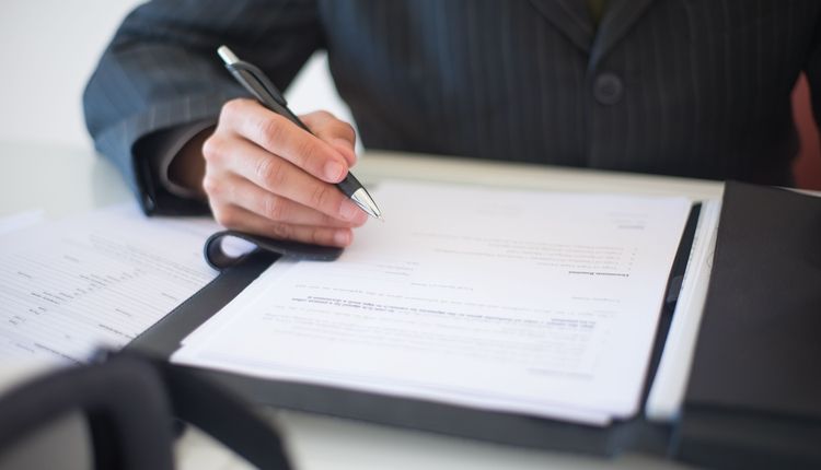 Businessman reviewing a document